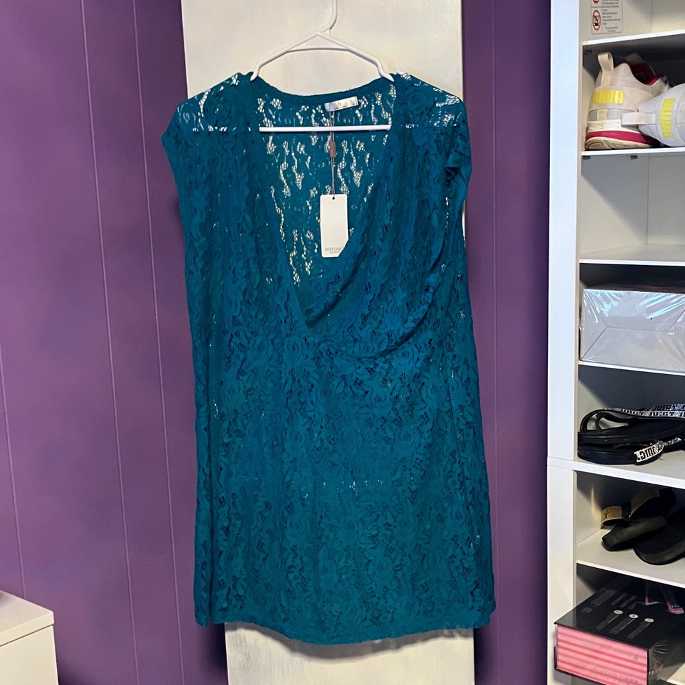 Teal Lace Swim Coverup Tunic - Women